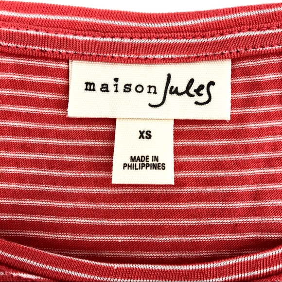 Maison Jules Coral Striped Short Sleeve Tee, NWT - Picture 2 of 3